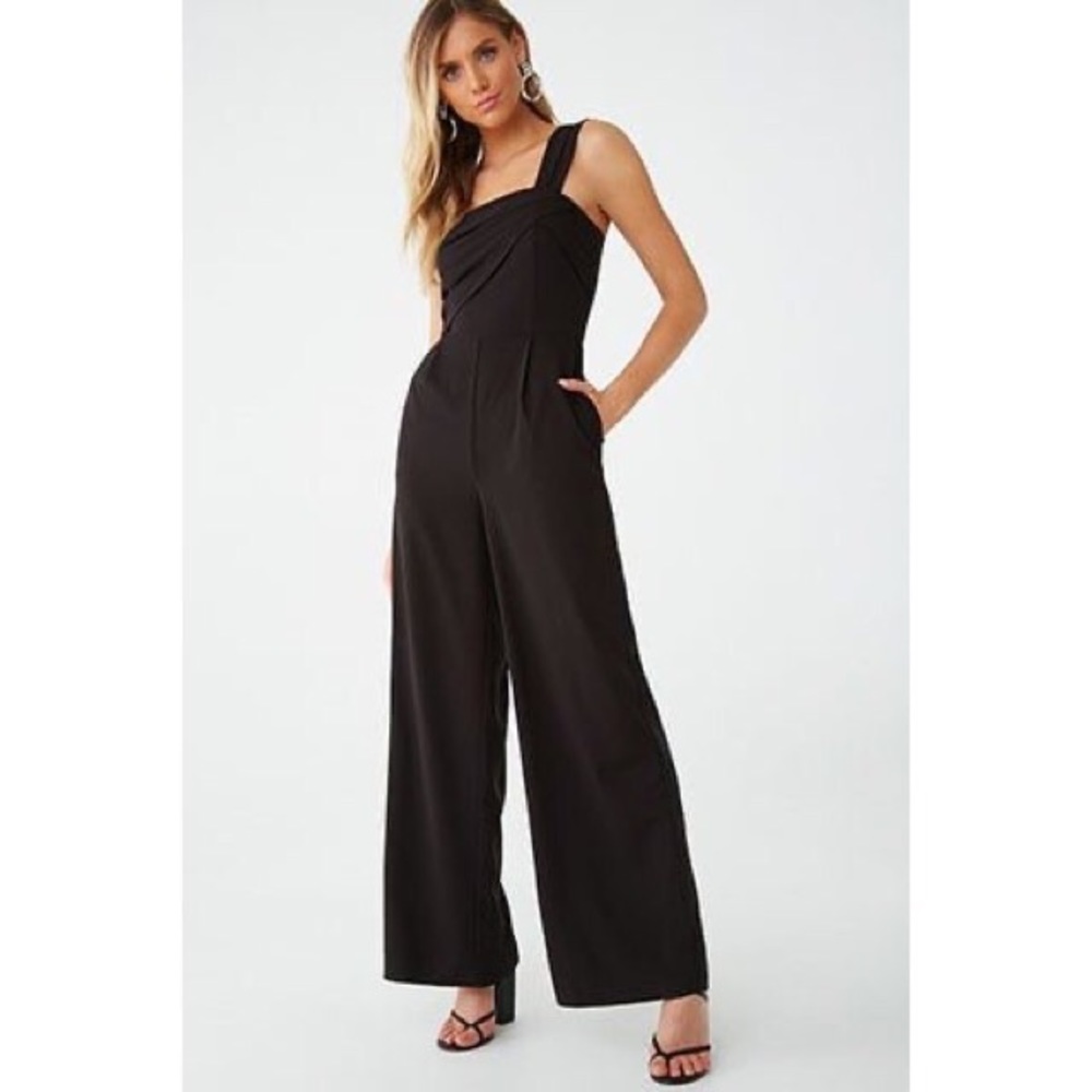 Forever 21 Black One-Shoulder Jumpsuit